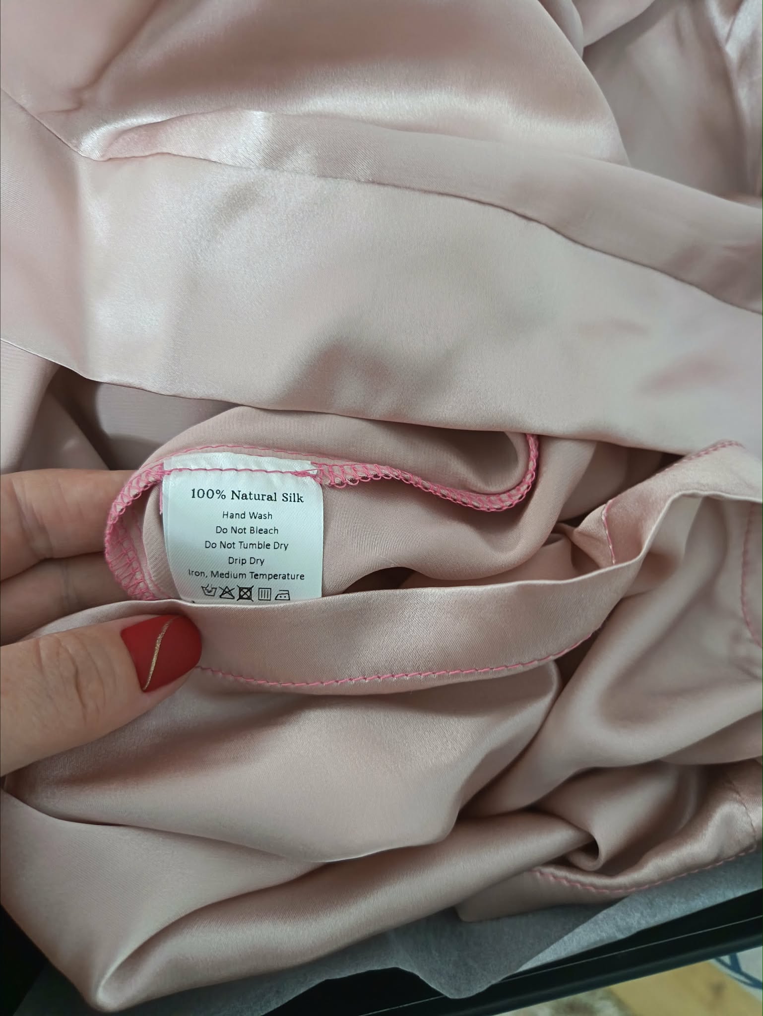 Halat damă din Mătase Naturală 100% de dud, Roz prăfuit, Certificat OEKO-TEX® Standard 100 – KATERINNA - imagine 7